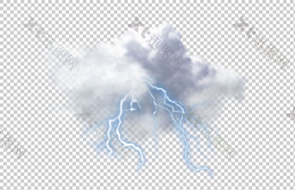 云朵闪电图免抠png透明图层素材