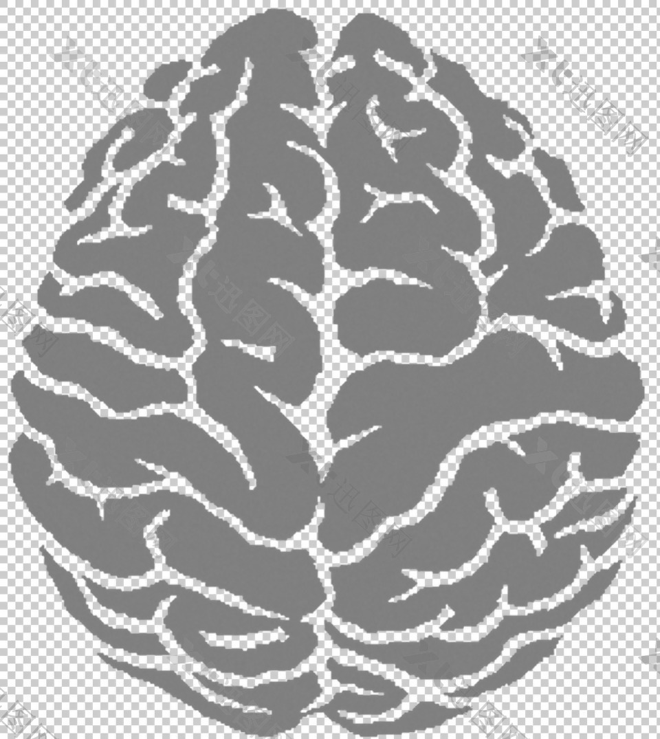 灰色大脑图免抠png透明图层素材