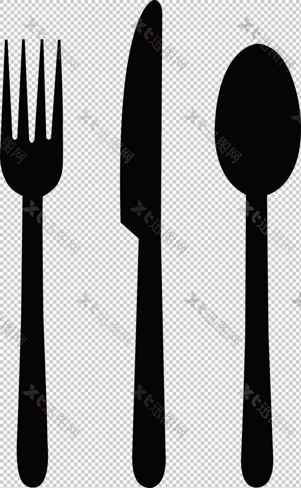黑色餐具剪影免抠png透明图层素材