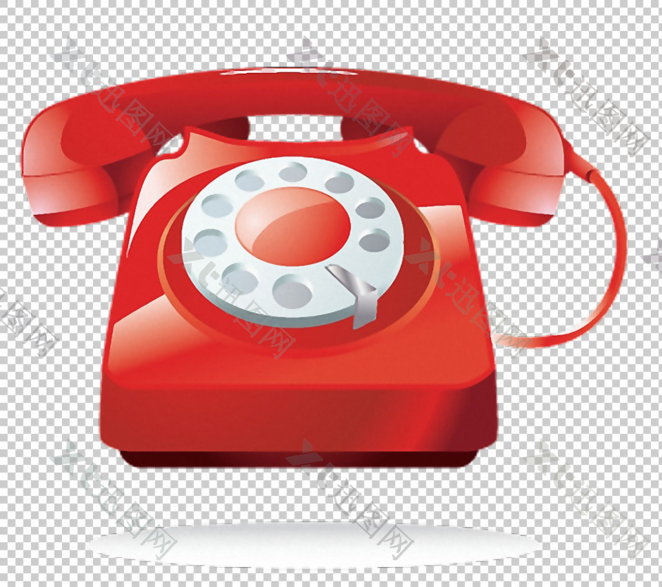 红色手绘老电话免抠png透明图层素材