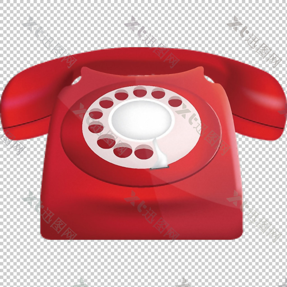 红色古老电话免抠png透明图层素材