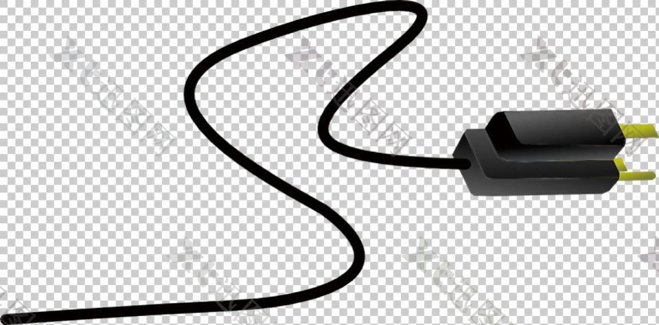 黑色电线插头免抠png透明图层素材