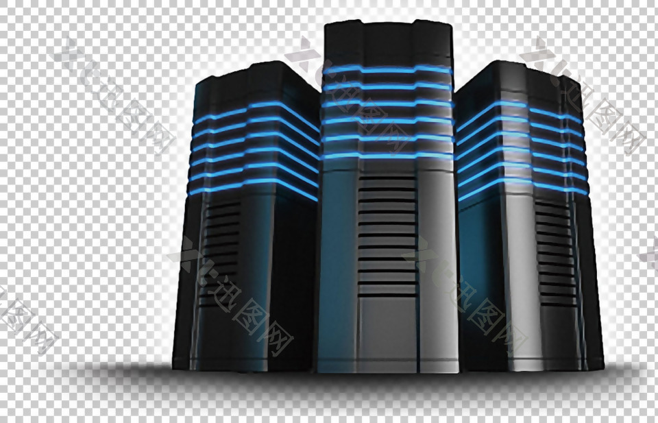 蓝色线条黑色服务器免抠png透明图层素材