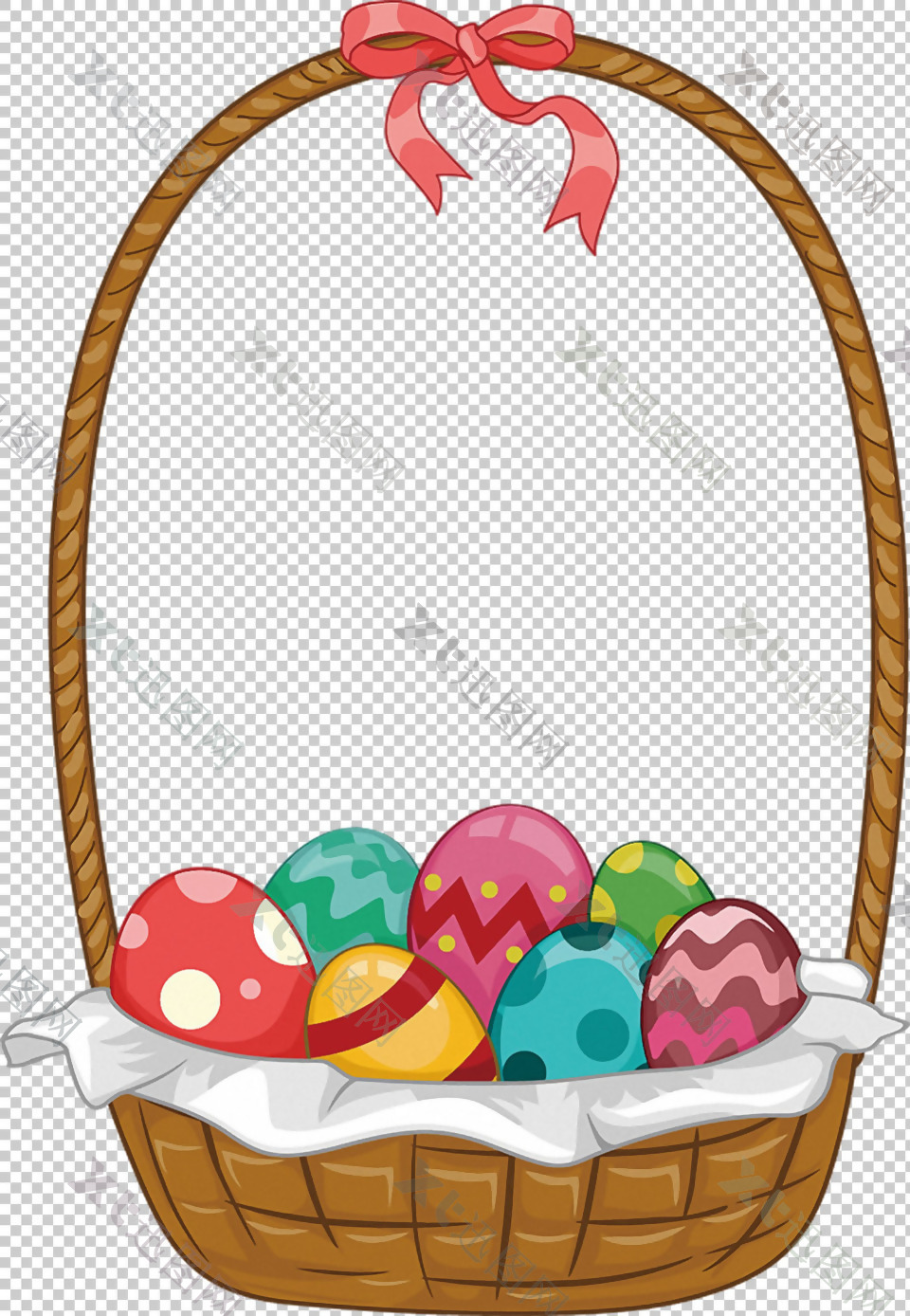 复活节装彩蛋的篮子免抠png透明图层素材