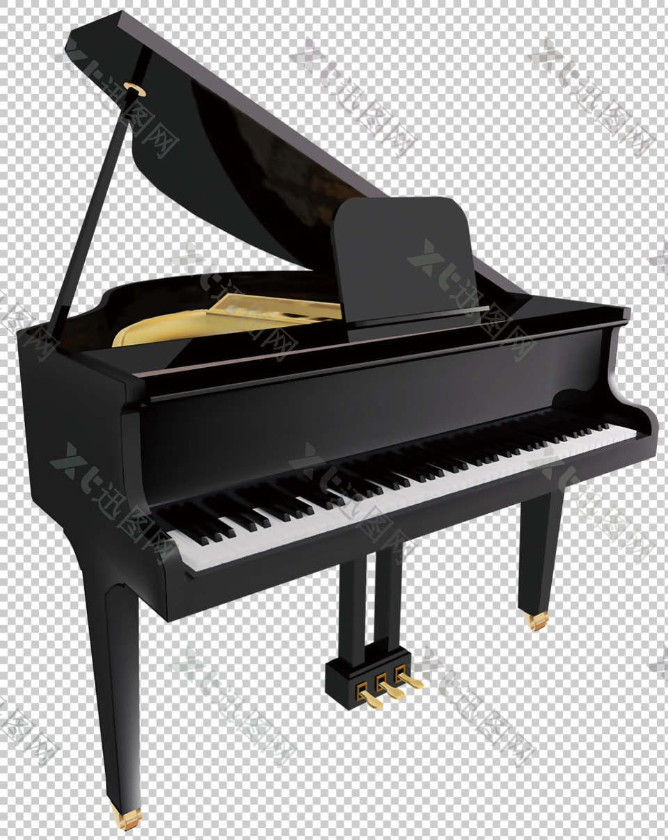 高档黑色名牌钢琴免抠png透明图层素材