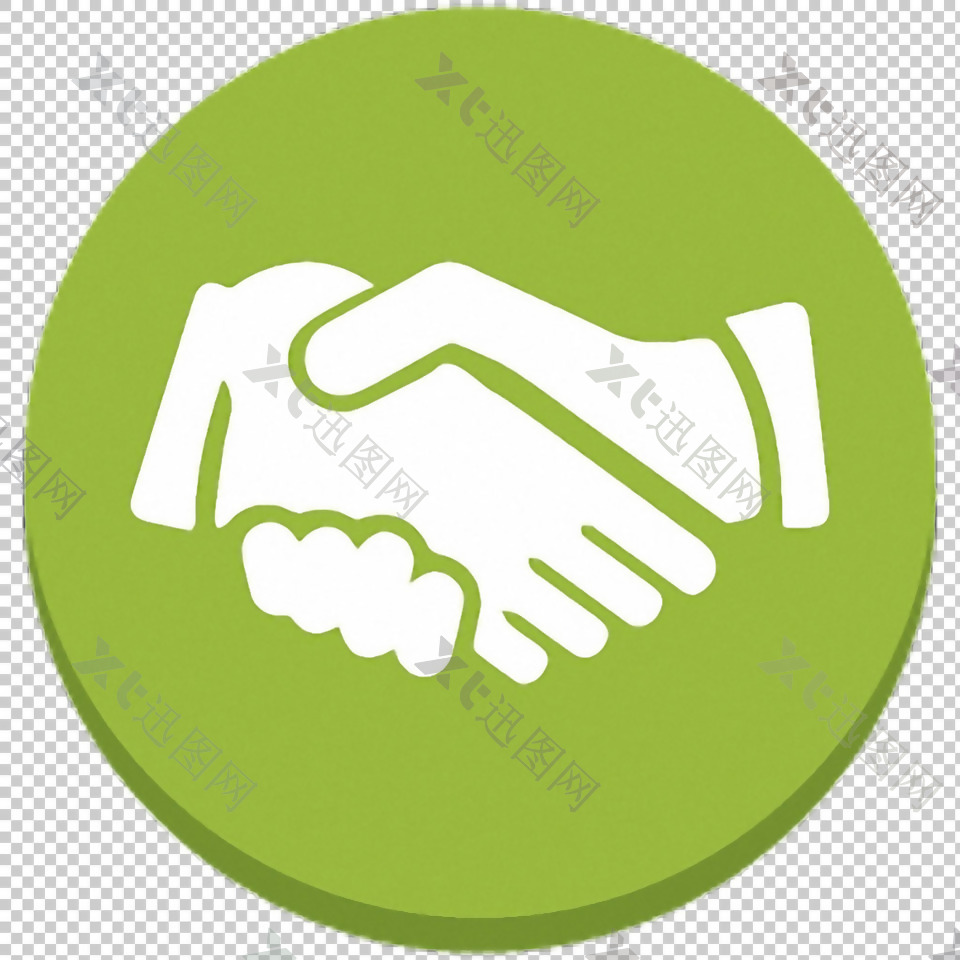 握手绿色图标免抠png透明图层素材