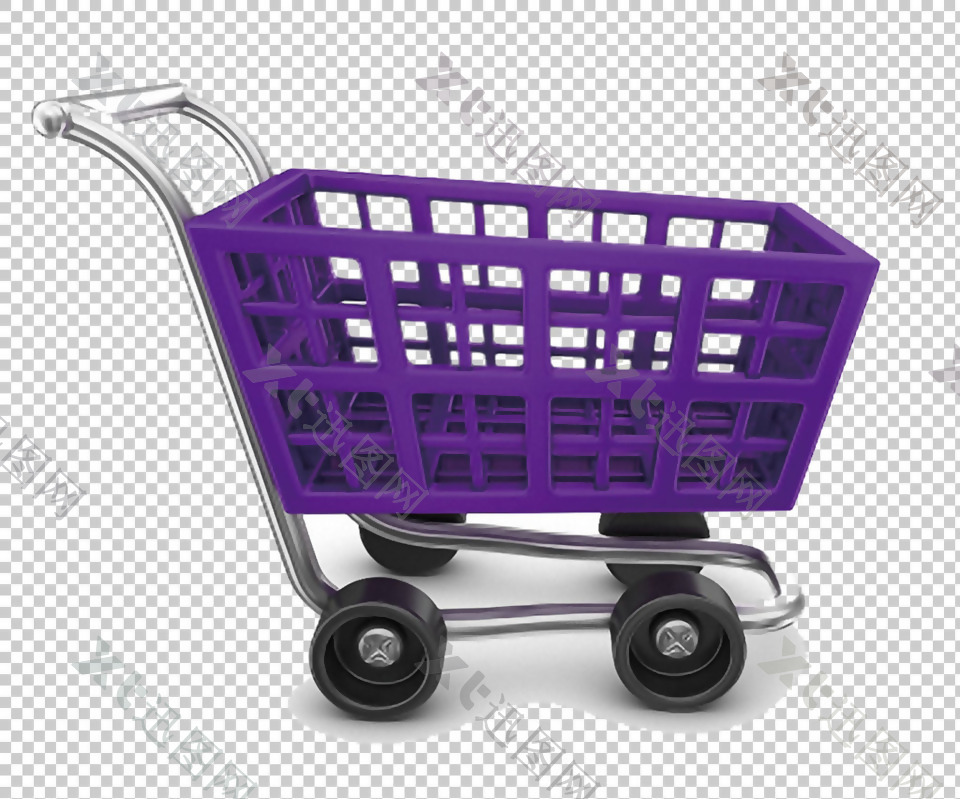 紫色塑料购物车免抠png透明图层素材