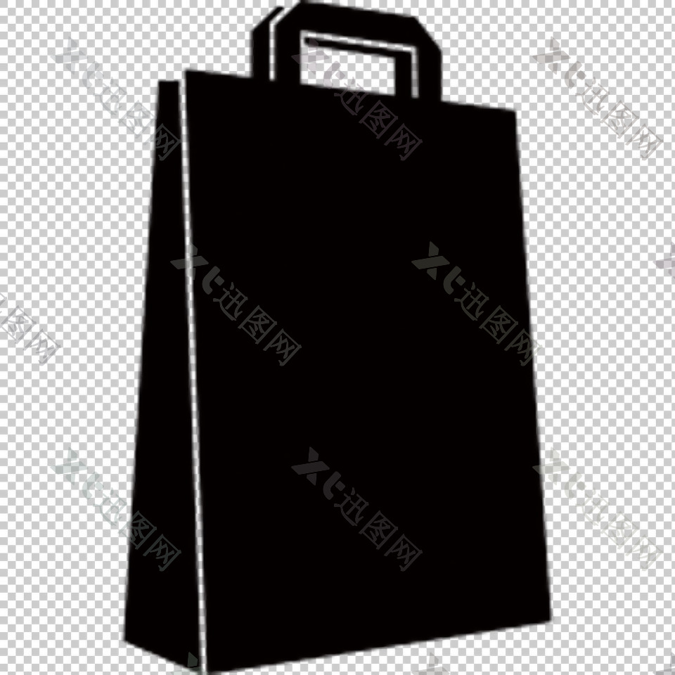 手绘黑色的购物袋免抠png透明图层素材