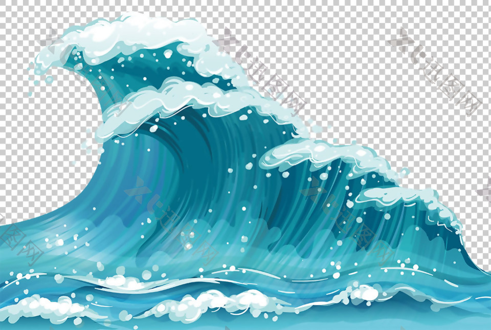 雄壮的蓝色海浪免抠png透明图层素材