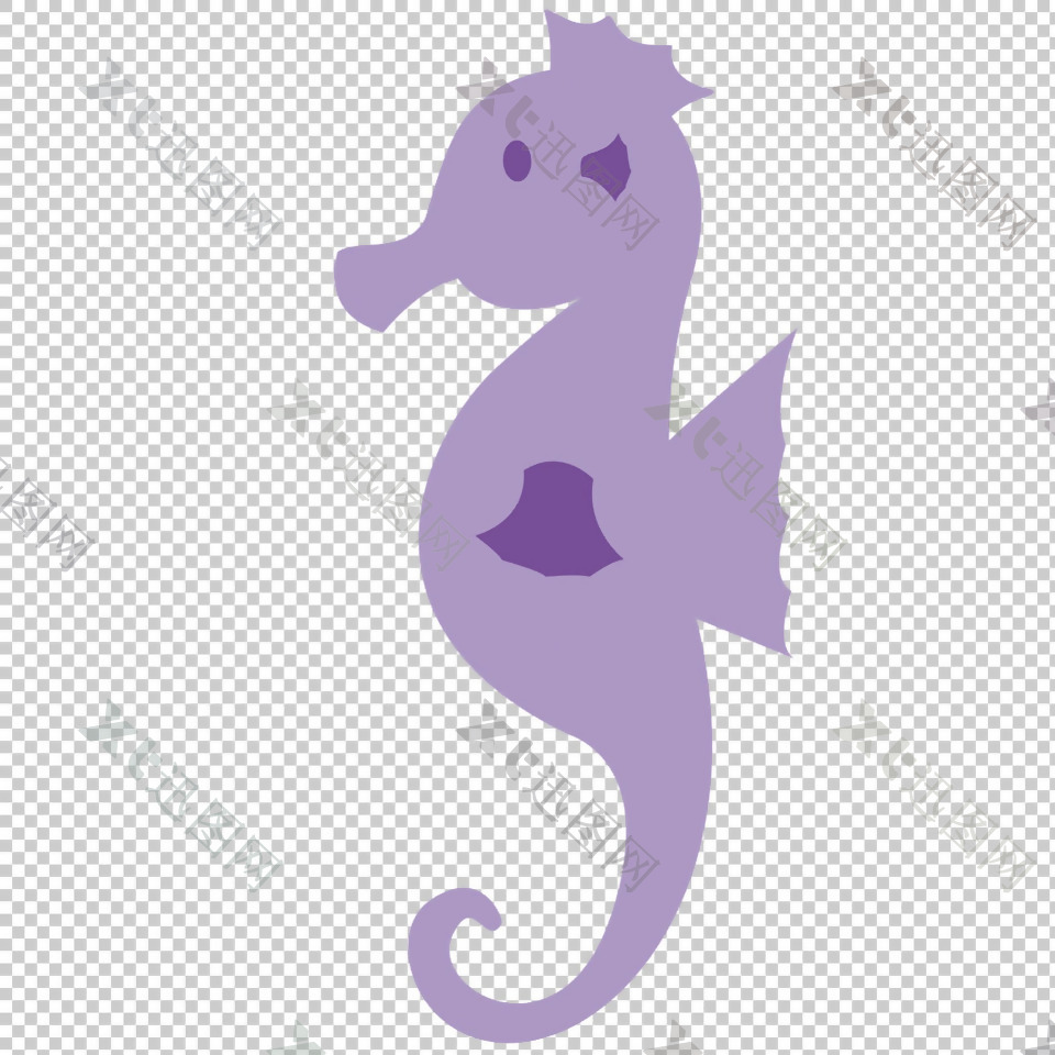 浅紫色手绘海马免抠png透明图层素材