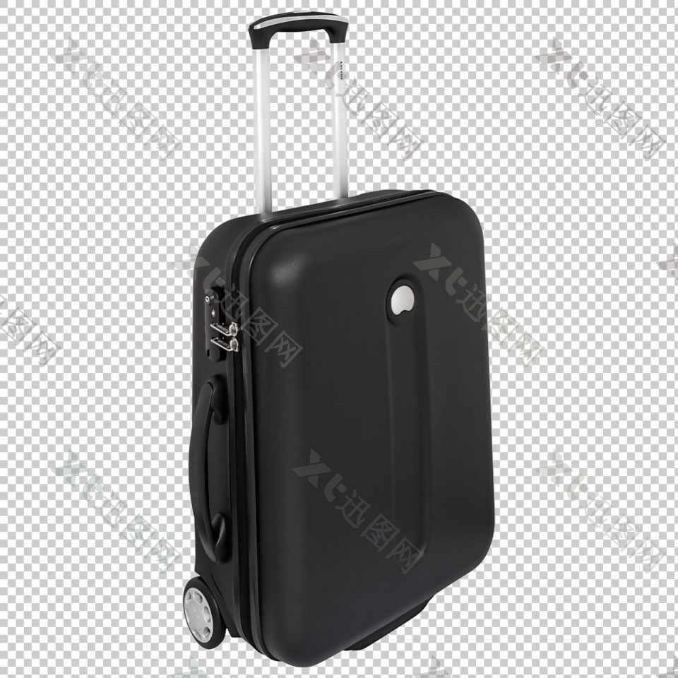 黑色拉杆行李箱免抠png透明图层素材