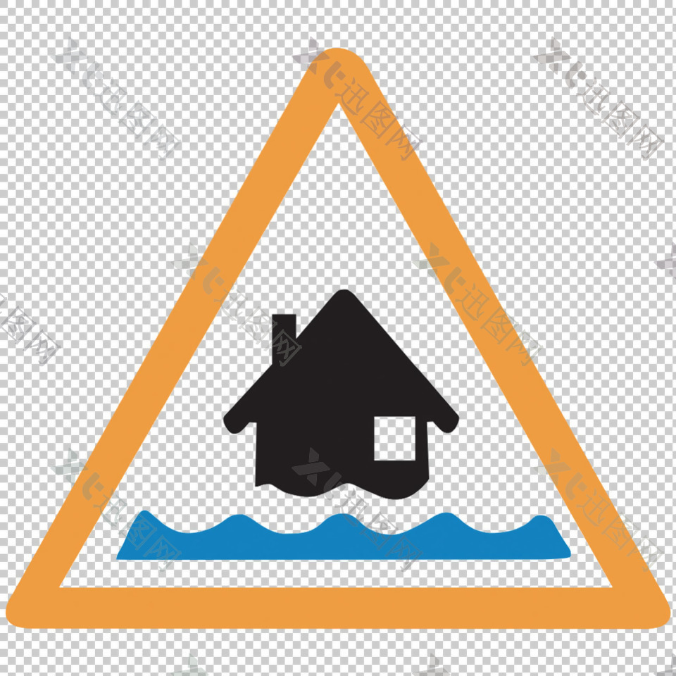 三角边框洪水图标免抠png透明图层素材