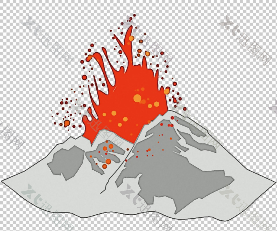 手绘灰色火山免抠png透明图层素材