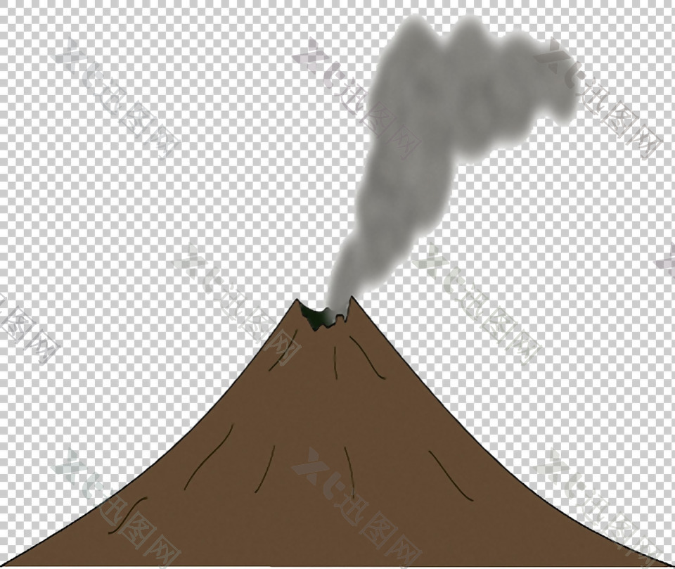 手绘火山喷烟免抠png透明图层素材