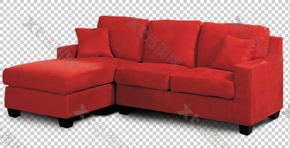 红色布艺沙发免抠png透明图层素材