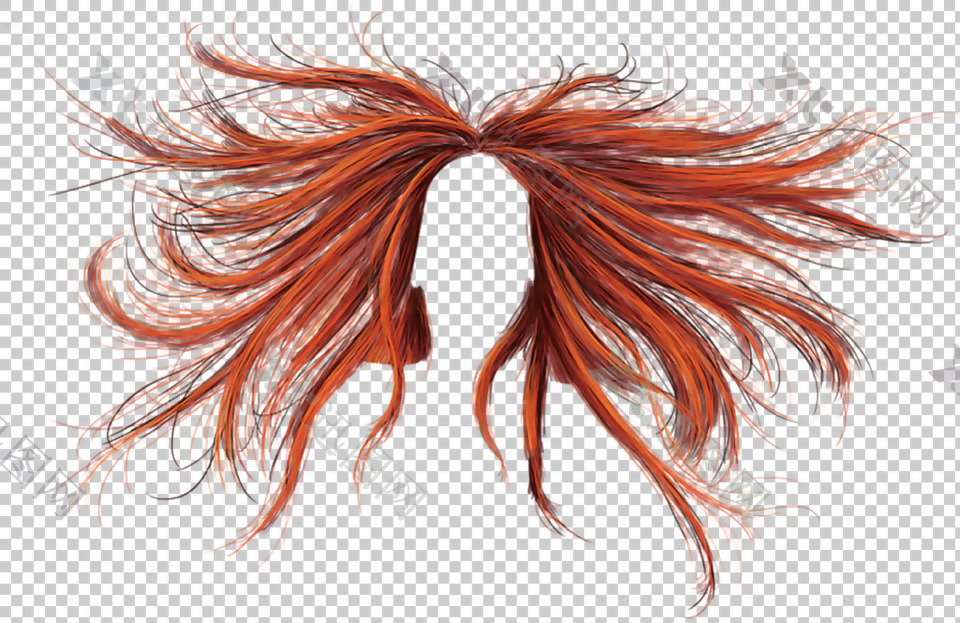 红色奔放的头发免抠png透明图层素材