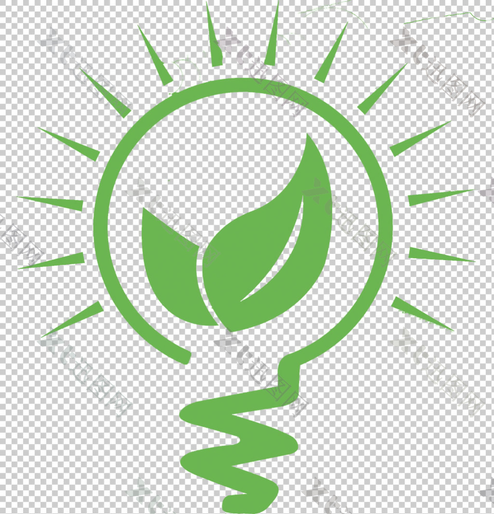 绿色创意节能灯泡免抠png透明图层素材
