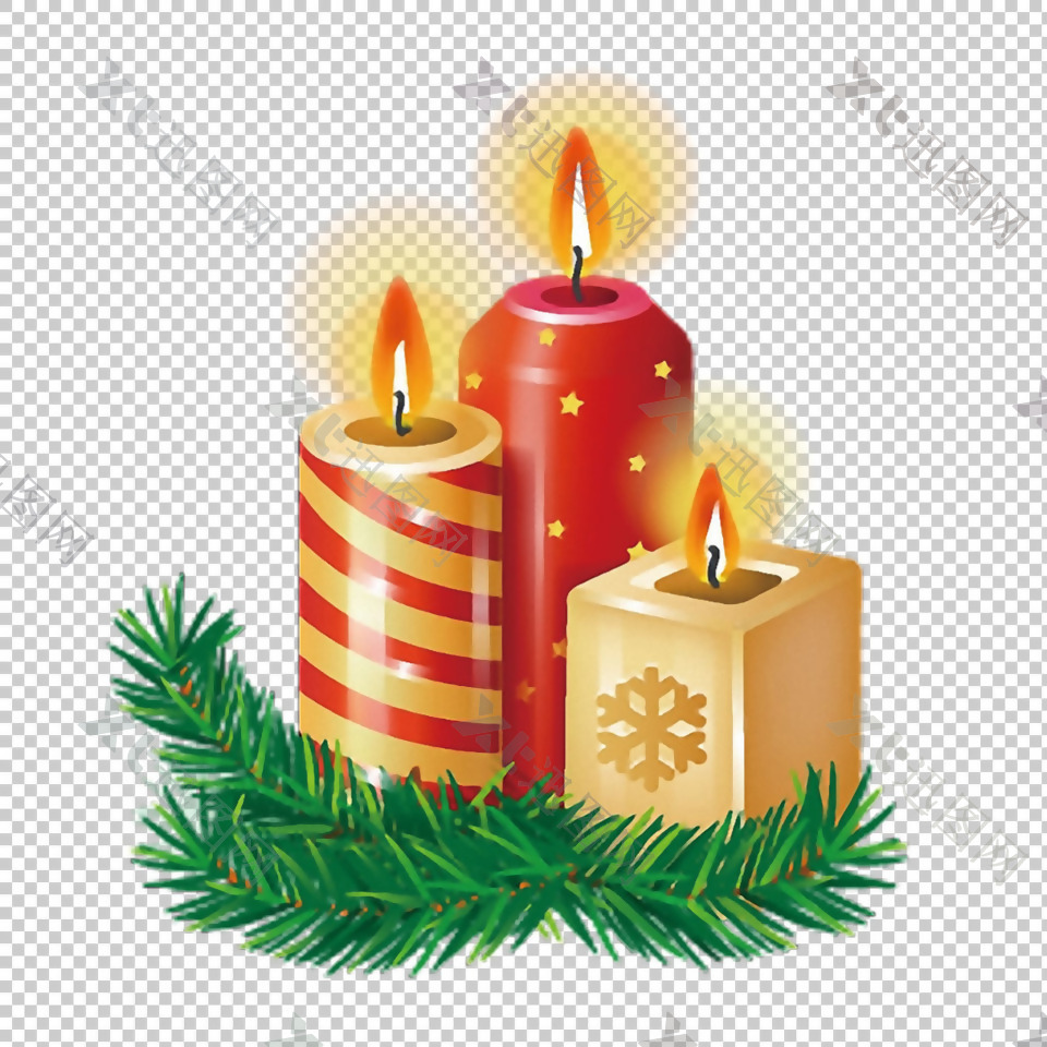 圣诞节彩色蜡烛免抠png透明图层素材