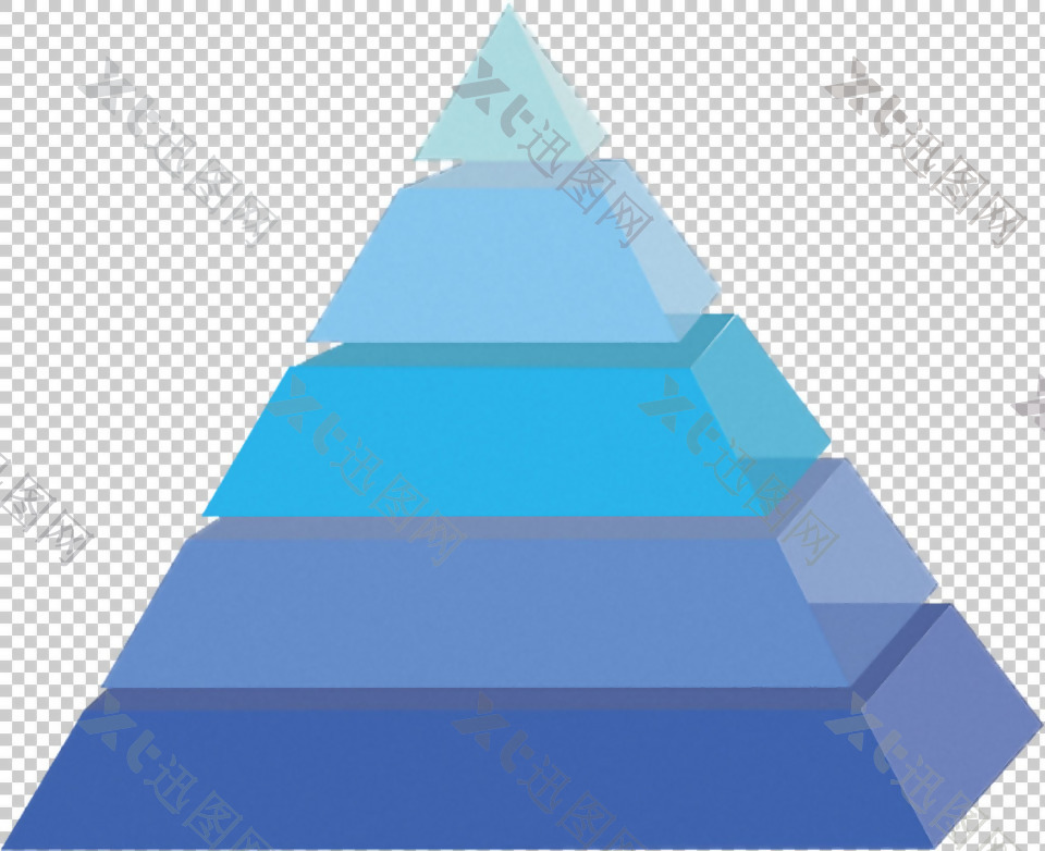 蓝色金字塔模型图免抠png透明图层素材