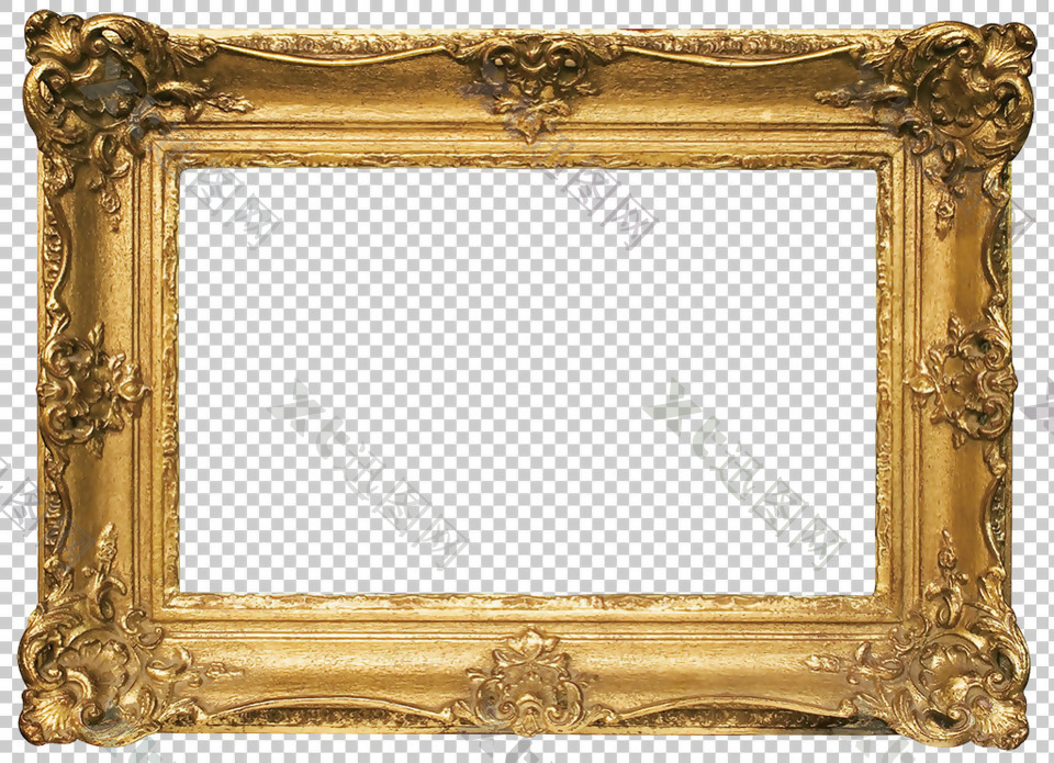 欧式花边金色相框免抠png透明图层素材
