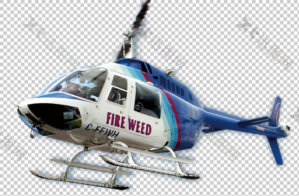 蓝色军用直升机免抠png透明图层素材