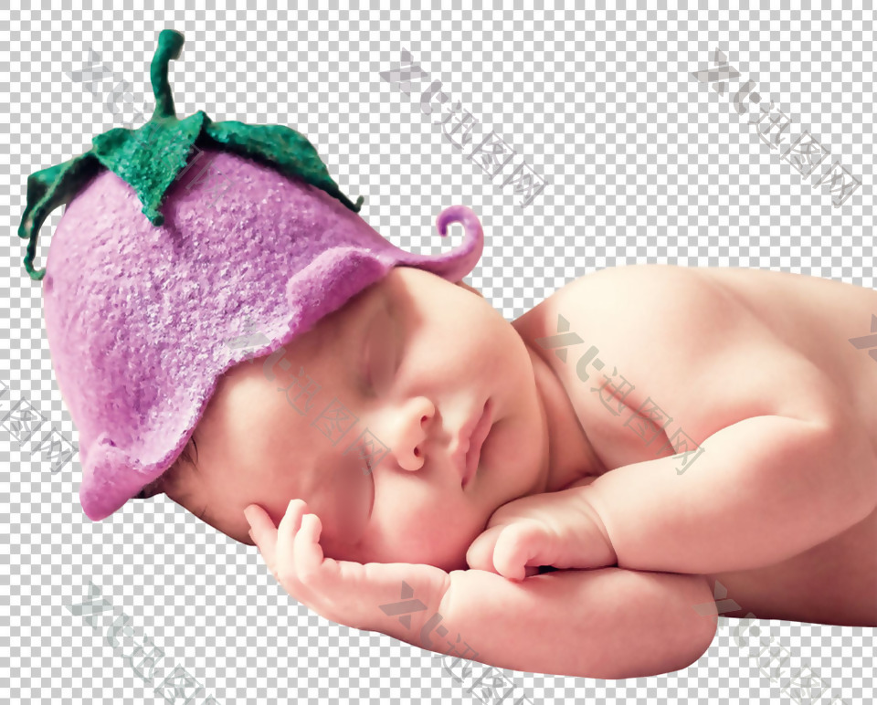 睡着的可爱婴儿图片免抠png透明图层素材