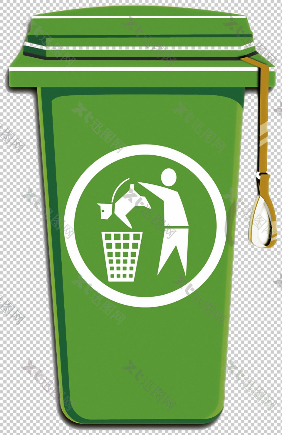 绿色塑料垃圾桶免抠png透明图层素材