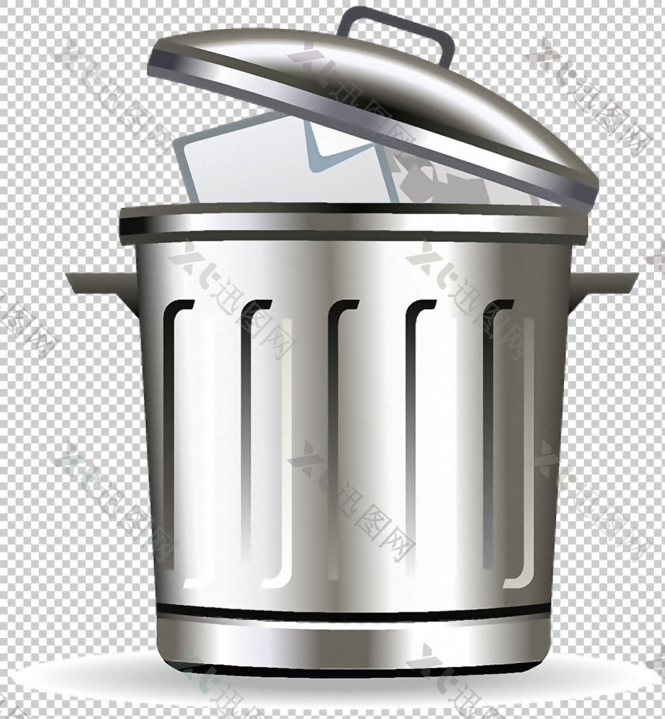 不锈钢金属垃圾桶免抠png透明图层素材