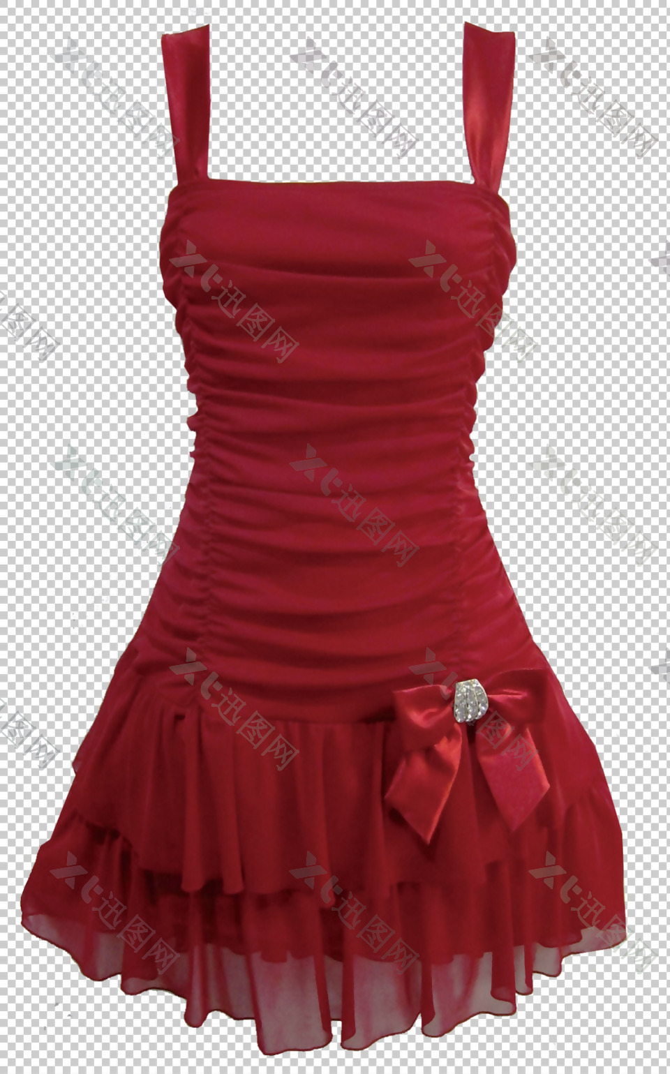 红色漂亮连衣裙免抠png透明图层素材