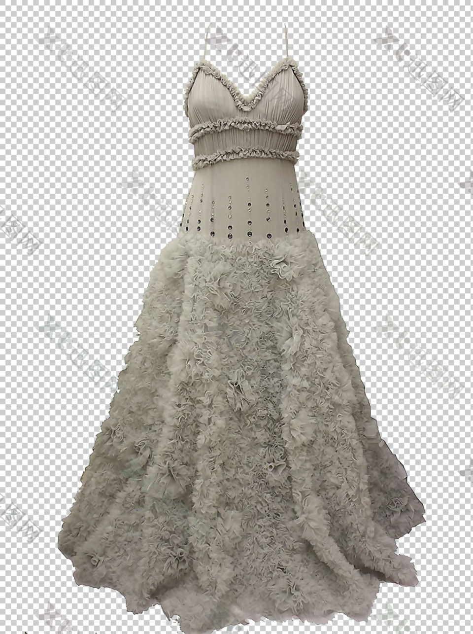 灰色女士连衣裙免抠png透明图层素材