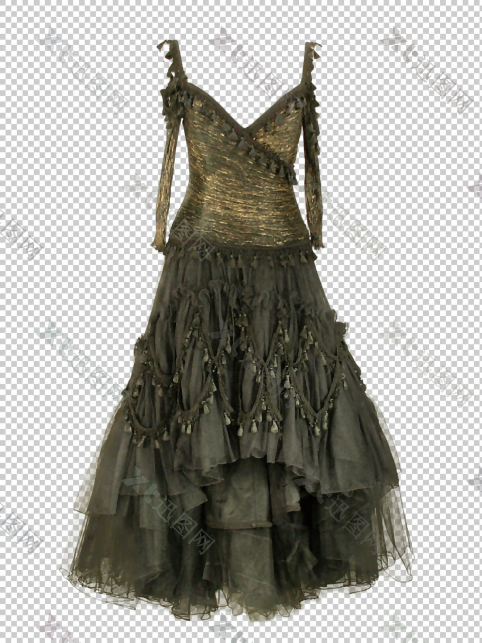 褐色高雅连衣裙免抠png透明图层素材