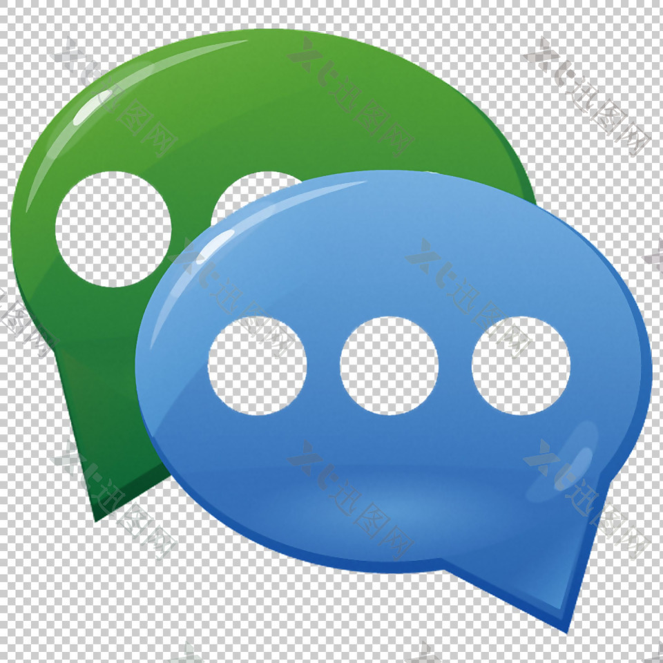 蓝绿聊天对话图标免抠png透明图层素材