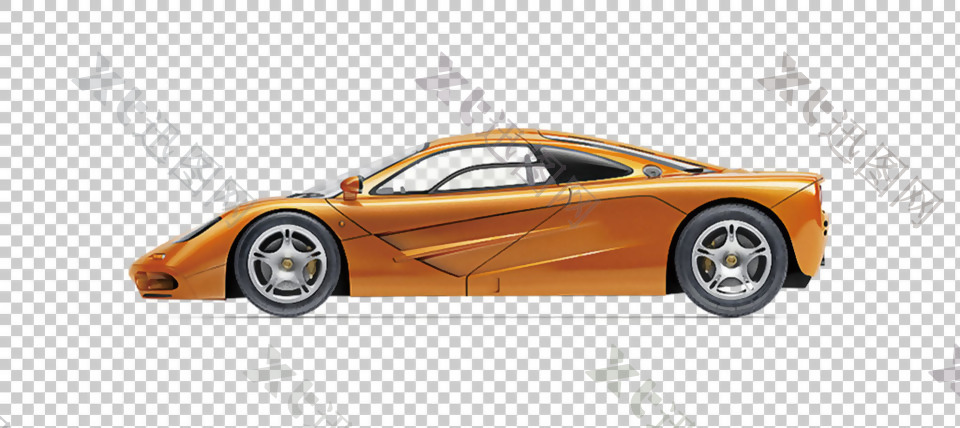 橙色迈凯伦跑车侧面免抠png透明图层素材