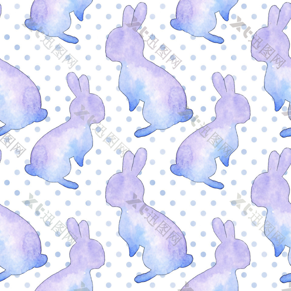 蓝紫色小兔子复活节背景素材