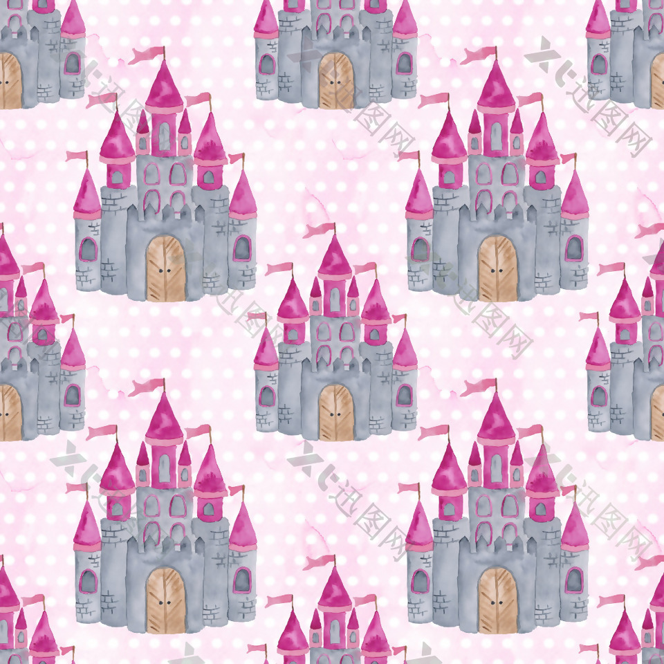卡通城堡粉色公主背景素材