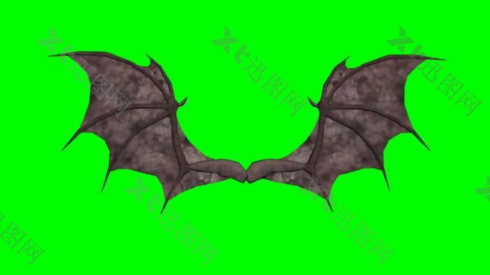 绿幕布可抠像的单只蝙蝠飞行素材