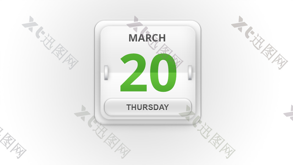 绿白色的网页UI日历icon图标设计