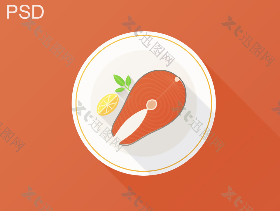 网页UI食品鱼icon图标设计