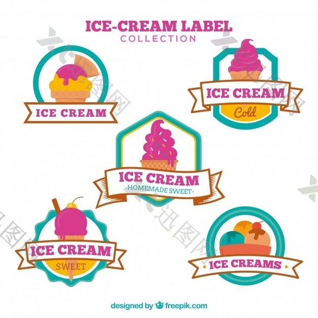 平冰淇淋五装饰贴纸的选择
