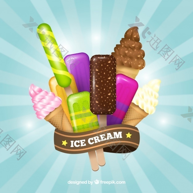 冰淇淋品种的复古背景
