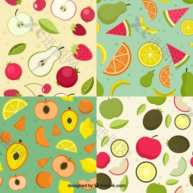 彩色水果图案的平面采集