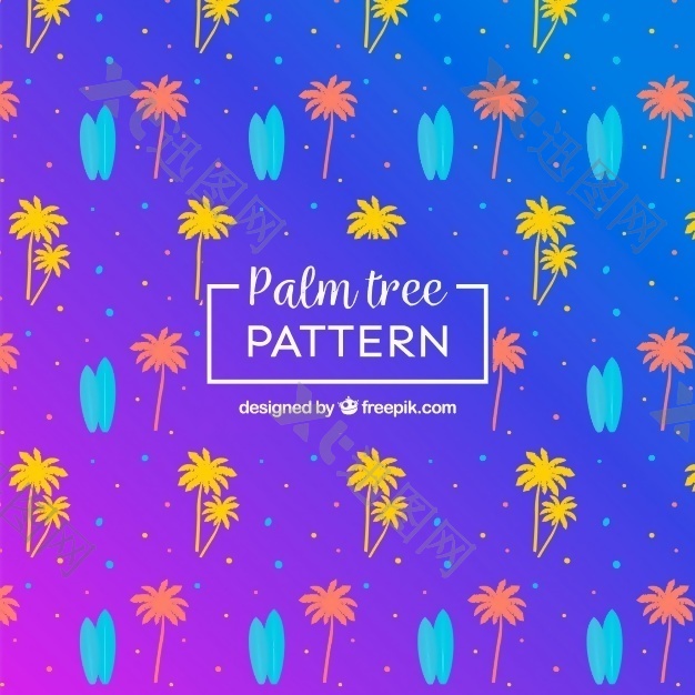 棕榈树的多彩图案