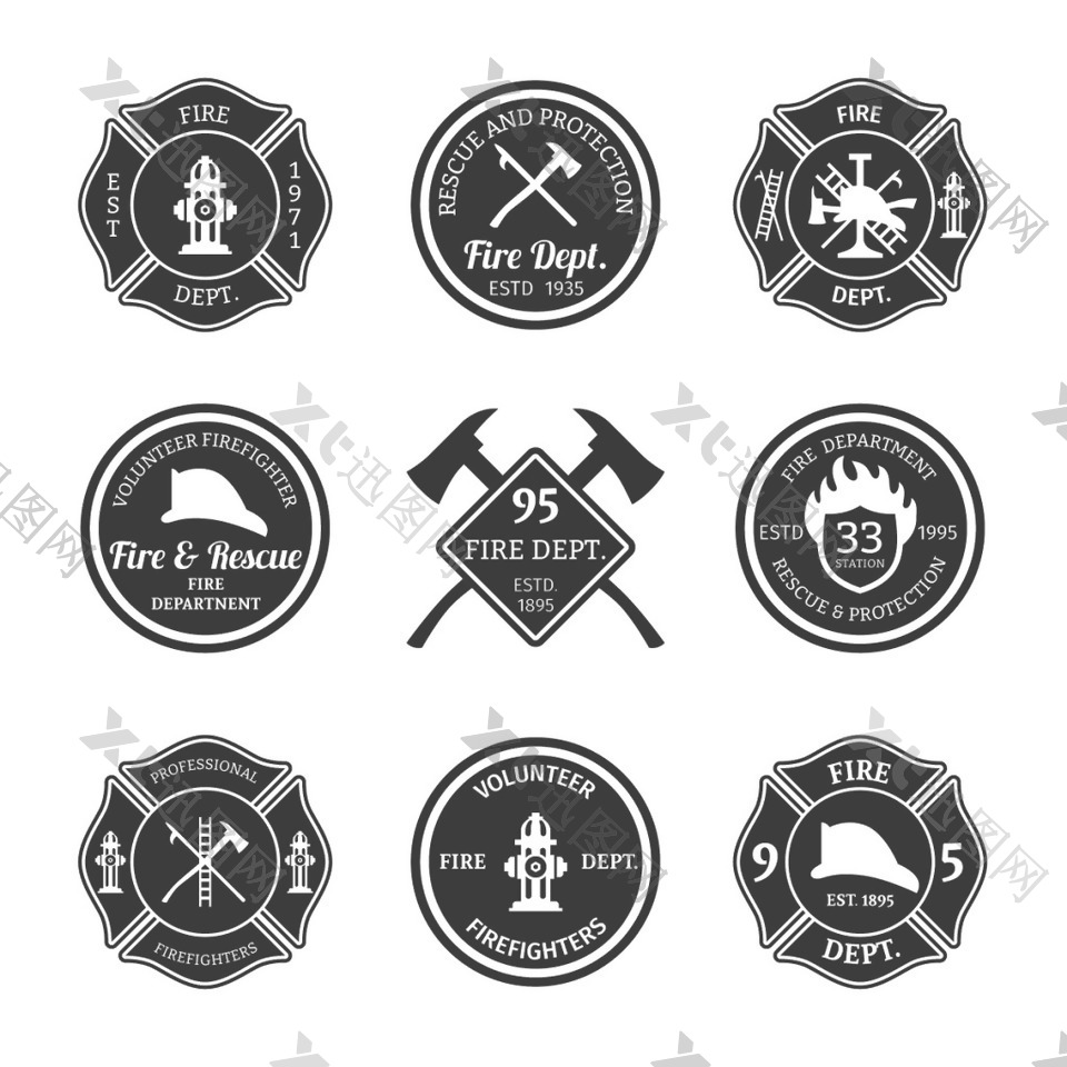 9消防标志向量通过免费的图标
