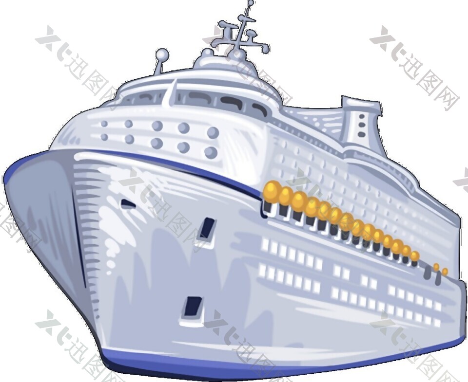 卡通现代大型客船图案元素