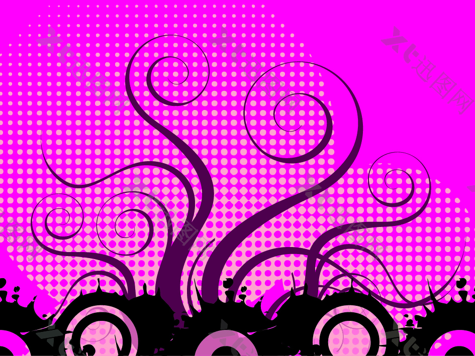 放射花纹紫色音乐元素背景