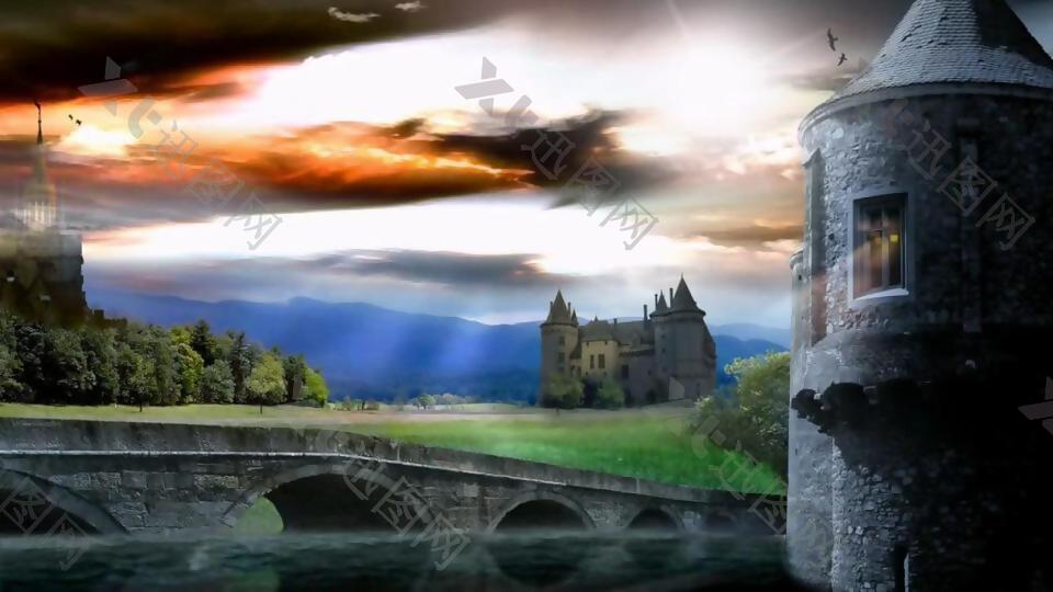 大气光影城堡合成动态视频素材