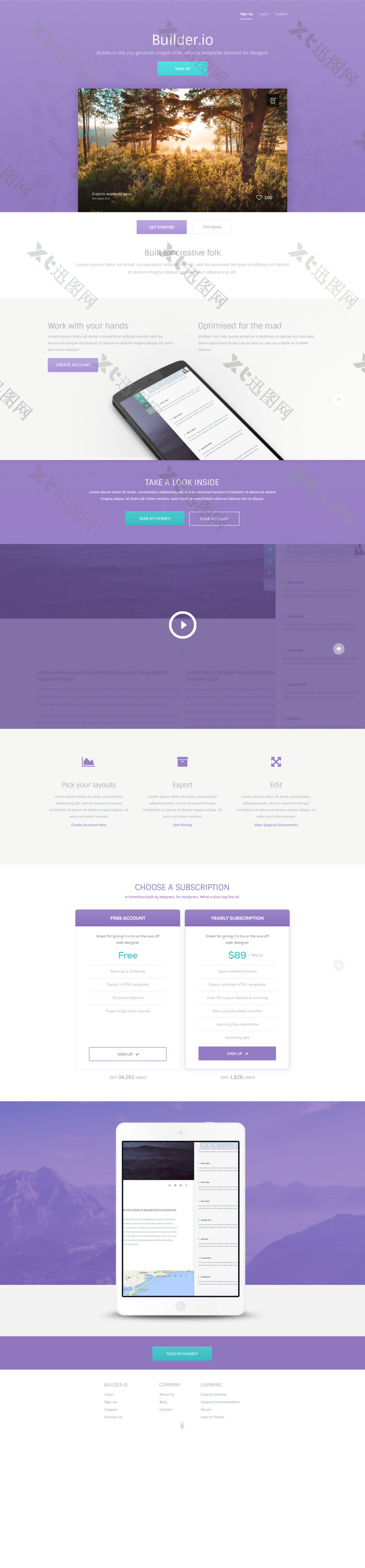 紫色响应式科技企业网站模板素材