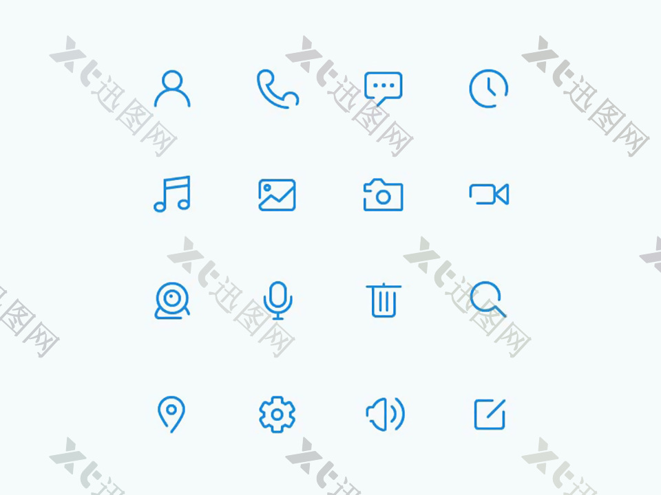 蓝色网页UI线性矢量icon图标设计