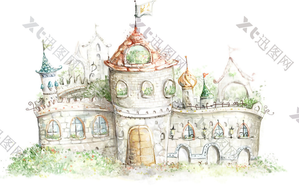 卡通欧式城堡图案素材