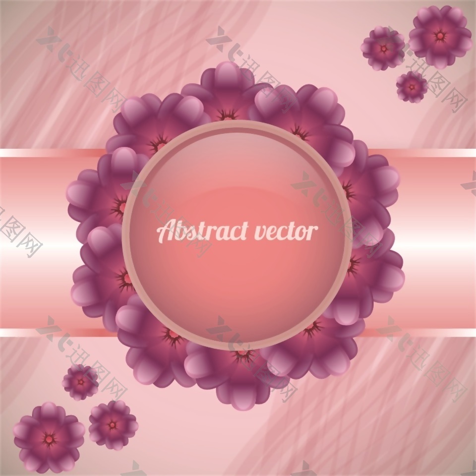 紫色创意圆形花卉矢量素材